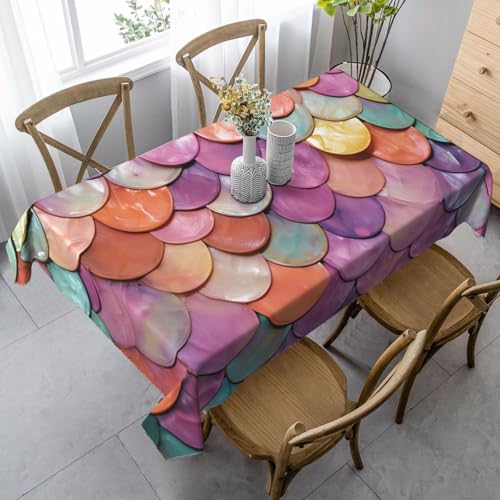 LHDGBNV Meerjungfrauenschuppen-Hintergrund-Tischdecken für rechteckige Tische, flecken- und knitterfrei, waschbar, moderne Küchentischdecke für Küche, Esszimmer, Picknick, Party-Dekoration, 140 x 89 LHDGBNV Meerjungfrauenschuppen-Hintergrund-Tischdecken für rechteckige Tische, flecken- und knitterfrei, waschbar, moderne Küchentischdecke für Küche, Esszimmer, Picknick, Party-Dekoration, 140 x 89 von LHDGBNV