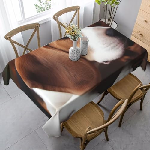 LHDGBNV Niedliche Beagle-Tischdecken für rechteckige Tische, flecken- und knitterfrei, waschbar, moderne Küchentischdecke für Küche, Esszimmer, Picknick, Party-Dekoration, 140 x 89 cm von LHDGBNV