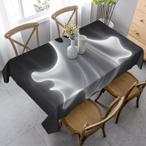 LHDGBNV Schwarze und Halloween-Geister-Tischdecken für rechteckige Tische, flecken- und knitterfrei, waschbare Tischdecke, moderne Küchentischdecke für Küche, Esszimmer, Picknick, Party-Dekoration von LHDGBNV