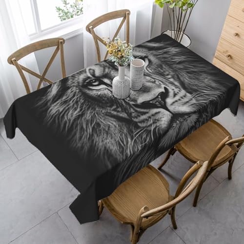 LHDGBNV Schwarze und weiße Löwenkopf-Tischdecken für rechteckige Tische, flecken- und knitterfrei, waschbare Tischdecke, moderne Küchentischdecke für Küche, Esszimmer, Picknick, Party-Dekoration, 140 LHDGBNV Schwarze und weiße Löwenkopf-Tischdecken für rechteckige Tische, flecken- und knitterfrei, waschbare Tischdecke, moderne Küchentischdecke für Küche, Esszimmer, Picknick, Party-Dekoration, 140 von LHDGBNV
