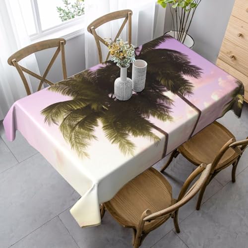 LHDGBNV Tischdecke, tropischer Baum, für rechteckige Tische, flecken- und knitterfrei, waschbar, moderne Küchentischdecke für Küche, Esszimmer, Picknick, Party, Dekoration, 140 x 89 cm, Rosa LHDGBNV Tischdecke, tropischer Baum, für rechteckige Tische, flecken- und knitterfrei, waschbar, moderne Küchentischdecke für Küche, Esszimmer, Picknick, Party, Dekoration, 140 x 89 cm, Rosa von LHDGBNV