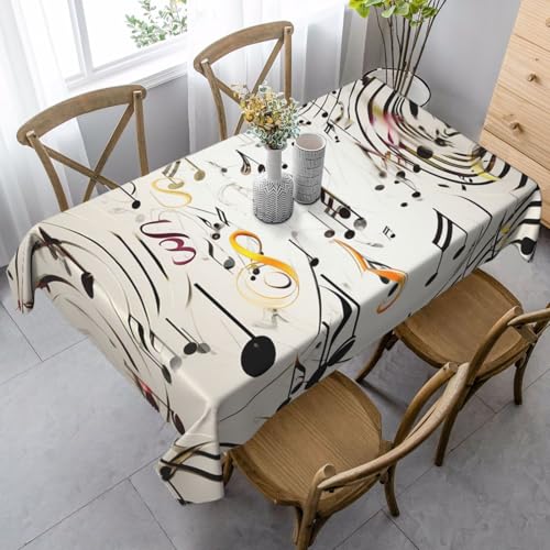 LHDGBNV Tischdecke mit Musiknoten-Druck, für rechteckige Tische, flecken- und knitterfrei, waschbar, moderne Küchentischdecke für Küche, Esszimmer, Picknick, Party-Dekoration, 140 x 89 cm von LHDGBNV