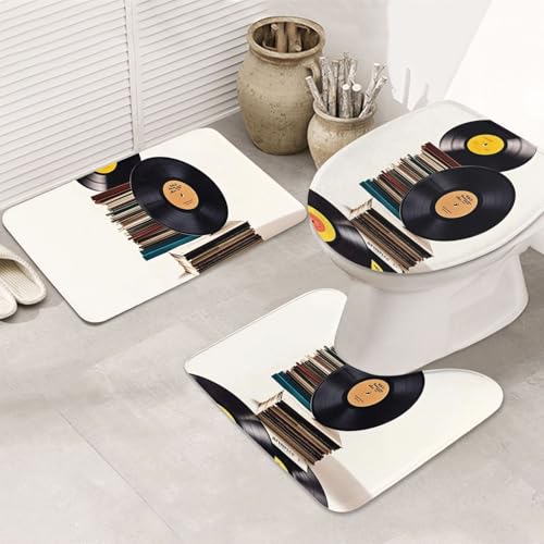 LHDGBNV Vinyl-Schallplatten und Klebebänder, Badezimmerteppich-Set, 3-teilig, rutschfeste Duschmatten mit U-förmiger Kontur, WC-Vorleger, saugfähige Mikrofaser, waschbar, Badezimmer-Fußmatten für LHDGBNV Vinyl-Schallplatten und Klebebänder, Badezimmerteppich-Set, 3-teilig, rutschfeste Duschmatten mit U-förmiger Kontur, WC-Vorleger, saugfähige Mikrofaser, waschbar, Badezimmer-Fußmatten für von LHDGBNV