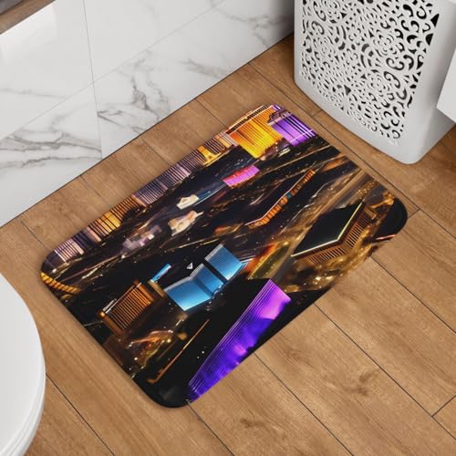 Las Vegas Fußmatte mit Nachtsicht, rutschfest, saugfähig, Badteppich, weich, waschbar, Bodenmatte, moderner Teppich für stilvolle Küche, Schlafzimmer, Badezimmer, Dekoration, 40,6 x 61 cm Las Vegas Fußmatte mit Nachtsicht, rutschfest, saugfähig, Badteppich, weich, waschbar, Bodenmatte, moderner Teppich für stilvolle Küche, Schlafzimmer, Badezimmer, Dekoration, 40,6 x 61 cm von LHDGBNV