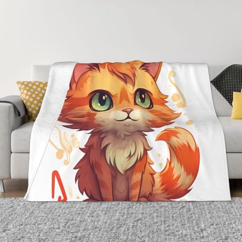 Orangefarbene Katzen-Überwurfdecke, leicht, superweich, Flanell-Decken, gemütlich, warm, Mikrofleece-Decken, Heimdekoration für Couch, Sofa, Bett, Wohnzimmer, 101,6 x 76,2 cm Orangefarbene Katzen-Überwurfdecke, leicht, superweich, Flanell-Decken, gemütlich, warm, Mikrofleece-Decken, Heimdekoration für Couch, Sofa, Bett, Wohnzimmer, 101,6 x 76,2 cm von LHDGBNV