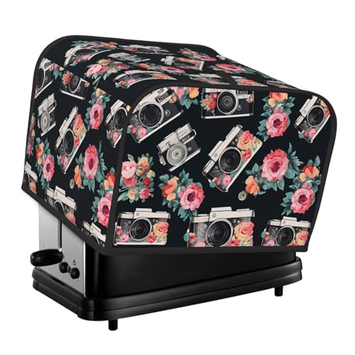Toaster-Abdeckungen, 4 Scheiben, Blumen-Kamera, Brot, Toaster, Ofen, staubdicht, waschbar, Küche, kleine Geräte, Backgeschirr, Schutz für Esszimmer, Zuhause, Tischdekoration, Geschenke von LHDGBNV