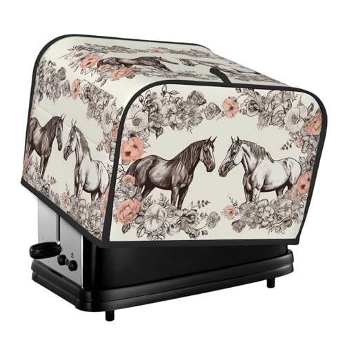 Toaster-Abdeckungen, 4 Scheiben, Blumen und Pferde, handgezeichnete Brot-, Toaster-Ofenabdeckung, staubdicht, waschbar, Küche, kleine Geräte, Backgeschirr-Schutz für Esszimmer, Zuhause Toaster-Abdeckungen, 4 Scheiben, Blumen und Pferde, handgezeichnete Brot-, Toaster-Ofenabdeckung, staubdicht, waschbar, Küche, kleine Geräte, Backgeschirr-Schutz für Esszimmer, Zuhause von LHDGBNV