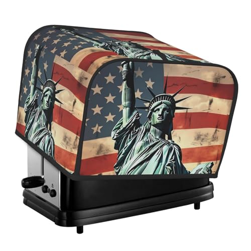 Toaster-Abdeckungen, 4 Scheiben, Freiheitsstatue, amerikanische Flagge, Brot, Toaster, Ofen, staubdicht, waschbar, Küche, kleine Geräte, Backgeschirr, Schutz für Esszimmer, Zuhause, Tischdekoration von LHDGBNV