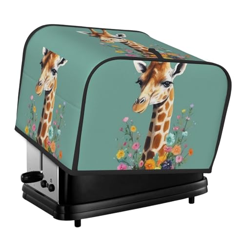 Toaster-Abdeckungen, 4 Scheiben, Giraffe mit Blumen, Brot, Toaster, Ofenabdeckung, staubdicht, waschbar, Küche, kleine Geräte, Backgeschirr, Schutz für Esszimmer, Zuhause, Tischdekoration, Geschenke von LHDGBNV
