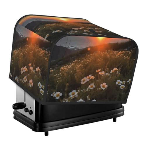 Toaster-Abdeckungen, 4 Scheiben, Sonnenuntergang und Blumen, Brot, Toaster, Ofenabdeckung, staubdicht, waschbar, Küche, kleine Geräte, Backgeschirr, Schutz für Esszimmer, Zuhause, Tischdekoration von LHDGBNV