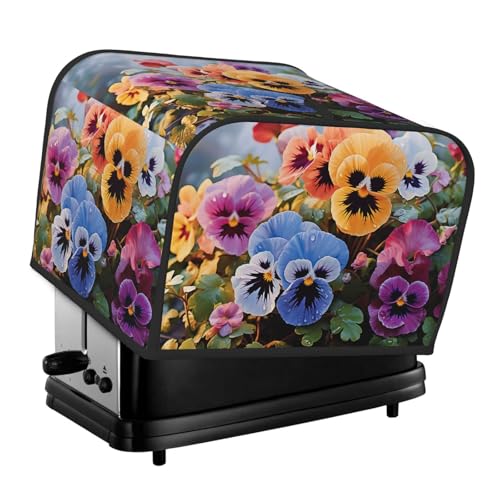 Toaster-Abdeckungen, 4 Scheiben, Stiefmütterchen, Blumen, Brot, Toaster, Ofenabdeckung, staubdicht, waschbar, Küche, kleine Geräte, Backgeschirr, Schutz für Esszimmer, Zuhause, Tischdekoration von LHDGBNV