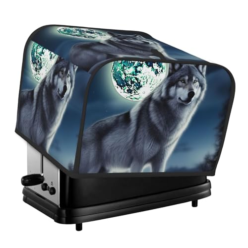 Toaster-Abdeckungen, 4 Scheiben, Wolf unter Mond, Brot, Toaster, Ofen, staubdicht, waschbar, Küche, kleine Geräte, Backgeschirr, Schutz für Esszimmer, Zuhause, Tischdekoration, Geschenke Toaster-Abdeckungen, 4 Scheiben, Wolf unter Mond, Brot, Toaster, Ofen, staubdicht, waschbar, Küche, kleine Geräte, Backgeschirr, Schutz für Esszimmer, Zuhause, Tischdekoration, Geschenke von LHDGBNV