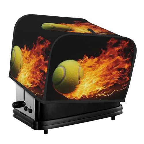 Toaster-Abdeckungen, 4 Scheiben, brennendes Tennisbild, Brot, Toaster, Ofen, staubdicht, waschbar, Küche, kleine Geräte, Backgeschirr, Schutz für Esszimmer, Zuhause, Tischdekoration, Geschenke von LHDGBNV
