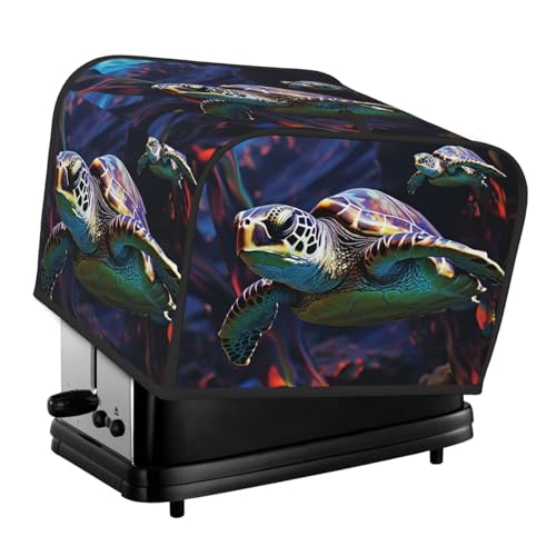 Toaster-Abdeckungen, 4 Scheiben, bunt, tropische Meeresschildkröte, Brot, Toaster, Ofen, staubdicht, waschbar, Küche, kleine Geräte, Backgeschirr-Schutz für Esszimmer, Zuhause, Tischdekoration von LHDGBNV