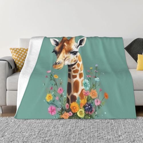 Überwurfdecke, Giraffe mit Blumen, leicht, superweich, Flanelldecken, gemütlich, warm, Mikrofleece-Decken, Heimdekoration für Couch, Sofa, Bett, Wohnzimmer, 152,4 x 127,7 cm Überwurfdecke, Giraffe mit Blumen, leicht, superweich, Flanelldecken, gemütlich, warm, Mikrofleece-Decken, Heimdekoration für Couch, Sofa, Bett, Wohnzimmer, 152,4 x 127,7 cm von LHDGBNV
