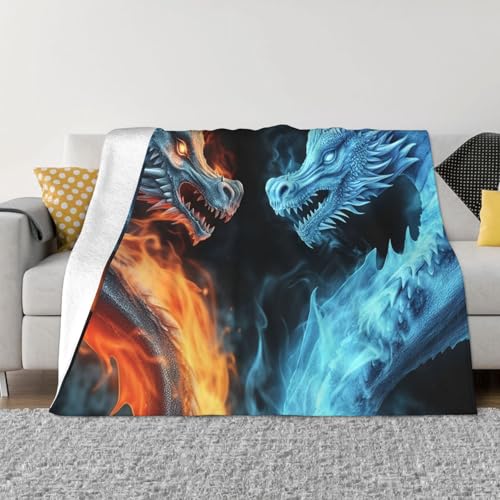 Überwurfdecke mit Eis- und Feuerdrachen, leicht, superweich, Flanelldecken, gemütlich, warm, Mikrofleece-Decken, Heimdekoration für Couch, Sofa, Bett, Wohnzimmer, 101,6 x 76,2 cm Überwurfdecke mit Eis- und Feuerdrachen, leicht, superweich, Flanelldecken, gemütlich, warm, Mikrofleece-Decken, Heimdekoration für Couch, Sofa, Bett, Wohnzimmer, 101,6 x 76,2 cm von LHDGBNV