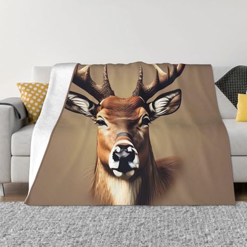 Überwurfdecke mit Hirschkopfdruck, leicht, superweich, Flanelldecken, gemütlich, warm, Mikrofleece-Decken, Heimdekoration für Couch, Sofa, Bett, Wohnzimmer, 101,6 x 76,2 cm Überwurfdecke mit Hirschkopfdruck, leicht, superweich, Flanelldecken, gemütlich, warm, Mikrofleece-Decken, Heimdekoration für Couch, Sofa, Bett, Wohnzimmer, 101,6 x 76,2 cm von LHDGBNV