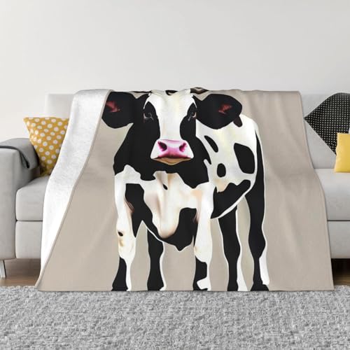 Überwurfdecke mit Kuh-Motiv, leicht, superweich, Flanell, gemütlich, warm, Mikrofleece, Heimdekoration, für Couch, Sofa, Bett, Wohnzimmer, 127 x 101 cm Überwurfdecke mit Kuh-Motiv, leicht, superweich, Flanell, gemütlich, warm, Mikrofleece, Heimdekoration, für Couch, Sofa, Bett, Wohnzimmer, 127 x 101 cm von LHDGBNV