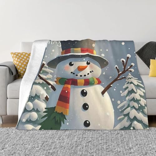 Überwurfdecke mit Schneemann-Motiv, leicht, superweich, gemütlich, warm, Mikro-Fleece-Decken, Heimdekoration für Couch, Sofa, Bett, Wohnzimmer, 152,4 x 127,7 cm Überwurfdecke mit Schneemann-Motiv, leicht, superweich, gemütlich, warm, Mikro-Fleece-Decken, Heimdekoration für Couch, Sofa, Bett, Wohnzimmer, 152,4 x 127,7 cm von LHDGBNV