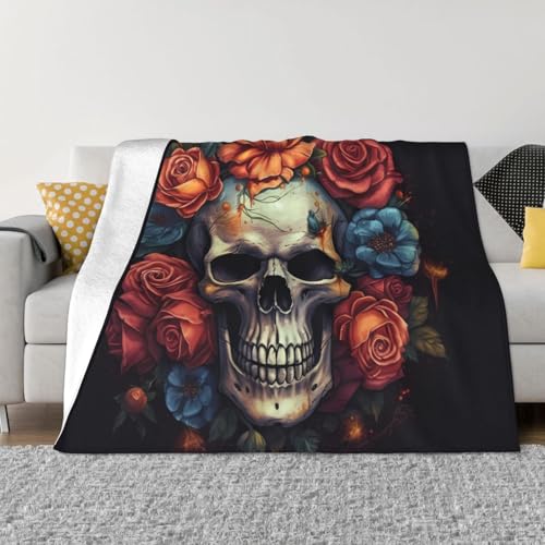 Überwurfdecke mit Totenkopf-Motiv, leicht, superweich, Flanelldecke, gemütlich, warm, Mikrofleece-Decken, Heimdekoration für Couch, Sofa, Bett, Wohnzimmer, 101,6 x 76,2 cm Überwurfdecke mit Totenkopf-Motiv, leicht, superweich, Flanelldecke, gemütlich, warm, Mikrofleece-Decken, Heimdekoration für Couch, Sofa, Bett, Wohnzimmer, 101,6 x 76,2 cm von LHDGBNV