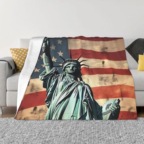 Überwurfdecke mit amerikanischer Flagge, leicht, superweich, gemütlich, warm, Mikrofleece-Decken, Heimdekoration für Couch, Sofa, Bett, Wohnzimmer, 203 x 152 cm Überwurfdecke mit amerikanischer Flagge, leicht, superweich, gemütlich, warm, Mikrofleece-Decken, Heimdekoration für Couch, Sofa, Bett, Wohnzimmer, 203 x 152 cm von LHDGBNV