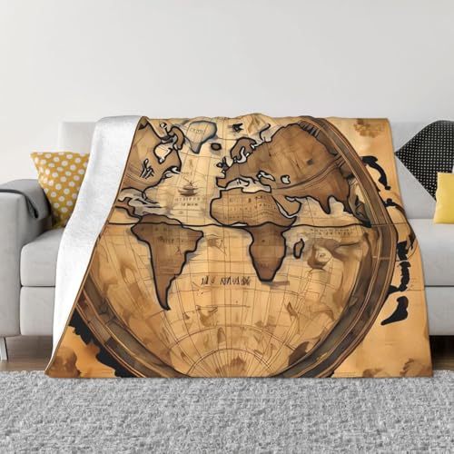 Überwurfdecke mit antiker Weltkugel, leicht, superweich, gemütlich, warm, Mikrofleece-Decken, Heimdekoration für Couch, Sofa, Bett, Wohnzimmer, 127 x 101 cm Überwurfdecke mit antiker Weltkugel, leicht, superweich, gemütlich, warm, Mikrofleece-Decken, Heimdekoration für Couch, Sofa, Bett, Wohnzimmer, 127 x 101 cm von LHDGBNV