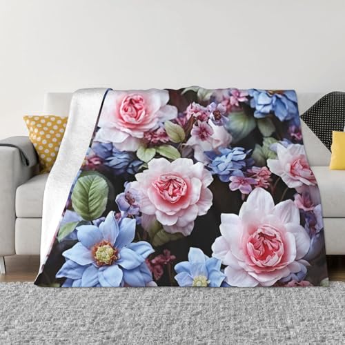 Überwurfdecke mit blauen und rosa Blumen, leicht, superweich, gemütlich, warm, Mikrofleece-Decken, Heimdekoration für Couch, Sofa, Bett, Wohnzimmer, 203 x 152 cm Überwurfdecke mit blauen und rosa Blumen, leicht, superweich, gemütlich, warm, Mikrofleece-Decken, Heimdekoration für Couch, Sofa, Bett, Wohnzimmer, 203 x 152 cm von LHDGBNV