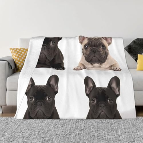 Überwurfdecke mit französischer Bulldogge, leicht, superweich, Flanelldecken, gemütlich, warm, Mikrofleece-Decken, Heimdekoration für Couch, Sofa, Bett, Wohnzimmer, 203 x 152 cm Überwurfdecke mit französischer Bulldogge, leicht, superweich, Flanelldecken, gemütlich, warm, Mikrofleece-Decken, Heimdekoration für Couch, Sofa, Bett, Wohnzimmer, 203 x 152 cm von LHDGBNV