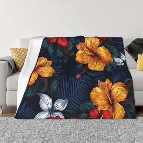 Überwurfdecke mit realistischen hawaiianischen Blumen, leicht, superweich, gemütlich, warm, Mikrofleece-Decken, Heimdekoration für Couch, Sofa, Bett, Wohnzimmer, 152,4 x 127,7 cm Überwurfdecke mit realistischen hawaiianischen Blumen, leicht, superweich, gemütlich, warm, Mikrofleece-Decken, Heimdekoration für Couch, Sofa, Bett, Wohnzimmer, 152,4 x 127,7 cm von LHDGBNV