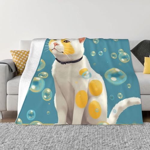 Überwurfdecke mit vielen Blasen und einer Katze, leicht, superweich, gemütlich, warm, Mikrofleece-Decken, Heimdekoration für Couch, Sofa, Bett, Wohnzimmer, 203 x 152 cm Überwurfdecke mit vielen Blasen und einer Katze, leicht, superweich, gemütlich, warm, Mikrofleece-Decken, Heimdekoration für Couch, Sofa, Bett, Wohnzimmer, 203 x 152 cm von LHDGBNV