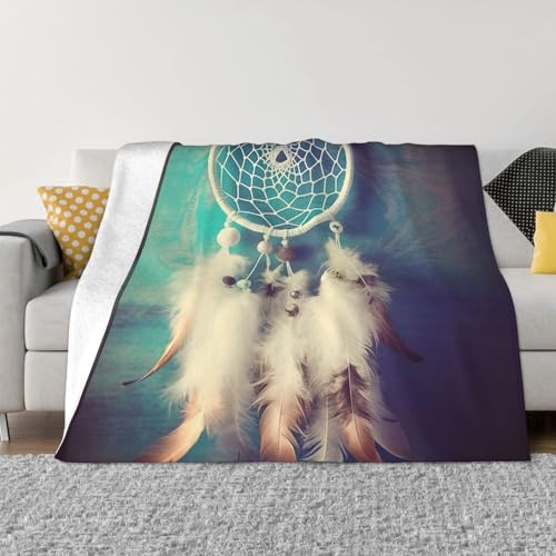 Weißer Traumfänger-Federüberwurf, leichte, superweiche Flanelldecken, gemütlich, warm, Mikrofleece-Decken, Heimdekoration für Couch, Sofa, Bett, Wohnzimmer, 203 x 152 cm Weißer Traumfänger-Federüberwurf, leichte, superweiche Flanelldecken, gemütlich, warm, Mikrofleece-Decken, Heimdekoration für Couch, Sofa, Bett, Wohnzimmer, 203 x 152 cm von LHDGBNV