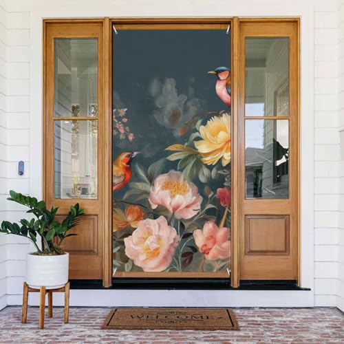 Willkommens-Türabdeckung, Dekoration, Türbanner 180 x 80 cm, Blumen, Vögel, Veranda, Banner, Schild, Fotohintergrund, saisonales Haustür-Banner zum Aufhängen, Banner für Urlaub, Party, Innen- und von LHDGBNV
