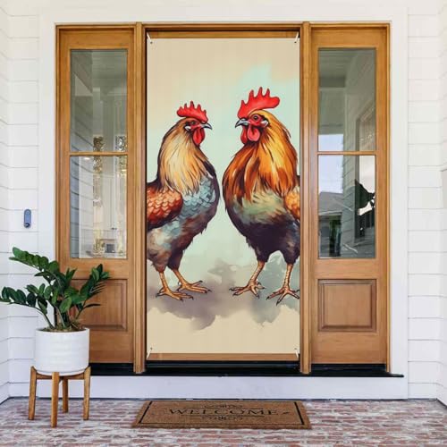 Willkommens-Türabdeckung, Dekoration, Türbanner 180 x 80 cm, Hahn und Henne Veranda Banner Schild Foto Hintergrund saisonale Haustür hängende Banner für Urlaub, Party, Innen- und Außenbereich Willkommens-Türabdeckung, Dekoration, Türbanner 180 x 80 cm, Hahn und Henne Veranda Banner Schild Foto Hintergrund saisonale Haustür hängende Banner für Urlaub, Party, Innen- und Außenbereich von LHDGBNV