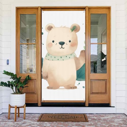 Willkommens-Türabdeckung, Dekoration, Türbanner 180 x 80 cm, grüne Blätter und Bär, Veranda, Banner, Schild, Fotohintergrund, saisonales Haustür-Banner zum Aufhängen, Banner für Urlaub, Party, Innen Willkommens-Türabdeckung, Dekoration, Türbanner 180 x 80 cm, grüne Blätter und Bär, Veranda, Banner, Schild, Fotohintergrund, saisonales Haustür-Banner zum Aufhängen, Banner für Urlaub, Party, Innen von LHDGBNV