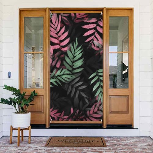 Willkommens-Türabdeckung, Dekoration, Türbanner 180 x 80 cm, schwarz, rosa, grüne Blätter, Veranda, Banner, Schild, Fotohintergrund, saisonales Haustür-Banner zum Aufhängen, Banner für Urlaub, Party Willkommens-Türabdeckung, Dekoration, Türbanner 180 x 80 cm, schwarz, rosa, grüne Blätter, Veranda, Banner, Schild, Fotohintergrund, saisonales Haustür-Banner zum Aufhängen, Banner für Urlaub, Party von LHDGBNV