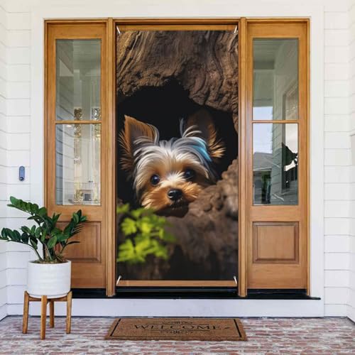Willkommens-Türabdeckung, Dekoration, Türbanner 183 x 80 cm, "A Little Yorkshire Terrier", Veranda, Banner, Schild, Fotohintergrund, saisonaler Haustür-Hängebanner für Urlaub, Party, Innen- und Willkommens-Türabdeckung, Dekoration, Türbanner 183 x 80 cm, "A Little Yorkshire Terrier", Veranda, Banner, Schild, Fotohintergrund, saisonaler Haustür-Hängebanner für Urlaub, Party, Innen- und von LHDGBNV