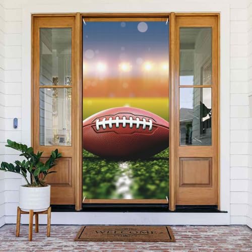 Willkommens-Türabdeckung, Dekoration, Türbanner 183 x 80 cm, American Football Ball, Veranda, Banner, Schild, Fotohintergrund, saisonales Haustür-Banner zum Aufhängen, Banner für Urlaub, Party, Innen Willkommens-Türabdeckung, Dekoration, Türbanner 183 x 80 cm, American Football Ball, Veranda, Banner, Schild, Fotohintergrund, saisonales Haustür-Banner zum Aufhängen, Banner für Urlaub, Party, Innen von LHDGBNV