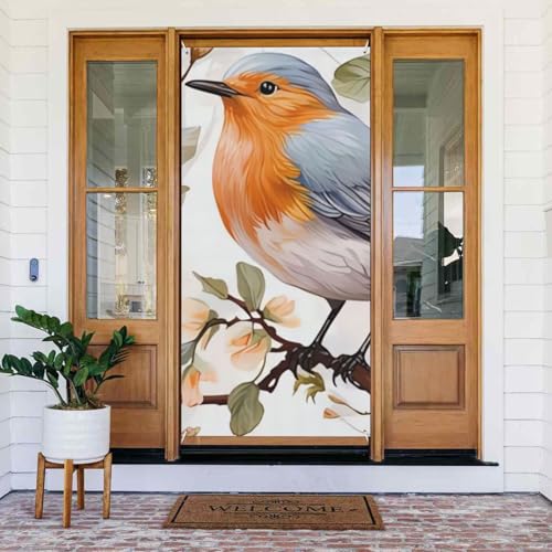 Willkommens-Türabdeckung, Dekoration, Türbanner 183 x 80 cm, Blumendruck, Aquarell, Rotkehlchen, Vogel, Veranda, Banner, Schild, Fotohintergrund, saisonaler Haustür-Banner für Urlaub, Party, drinnen Willkommens-Türabdeckung, Dekoration, Türbanner 183 x 80 cm, Blumendruck, Aquarell, Rotkehlchen, Vogel, Veranda, Banner, Schild, Fotohintergrund, saisonaler Haustür-Banner für Urlaub, Party, drinnen von LHDGBNV