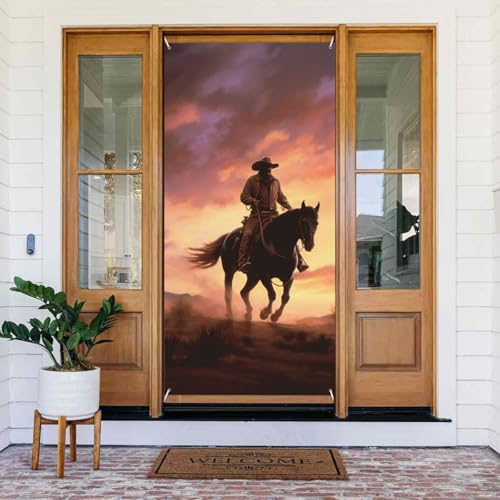 Willkommens-Türabdeckung, Dekoration, Türbanner 183 x 80 cm, Cowboy-West-Veranda-Banner, Schild, Fotohintergrund, saisonaler Haustür-Banner zum Aufhängen, Banner für Urlaub, Party, Innen- und Willkommens-Türabdeckung, Dekoration, Türbanner 183 x 80 cm, Cowboy-West-Veranda-Banner, Schild, Fotohintergrund, saisonaler Haustür-Banner zum Aufhängen, Banner für Urlaub, Party, Innen- und von LHDGBNV