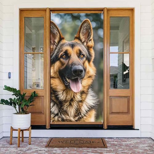 Willkommens-Türabdeckung, Dekoration, Türbanner 183 x 80 cm, Deutscher Schäferhund, Veranda, Banner, Schild, Fotohintergrund, saisonales Haustür-Banner zum Aufhängen, Banner für Urlaub, Party, Innen Willkommens-Türabdeckung, Dekoration, Türbanner 183 x 80 cm, Deutscher Schäferhund, Veranda, Banner, Schild, Fotohintergrund, saisonales Haustür-Banner zum Aufhängen, Banner für Urlaub, Party, Innen von LHDGBNV