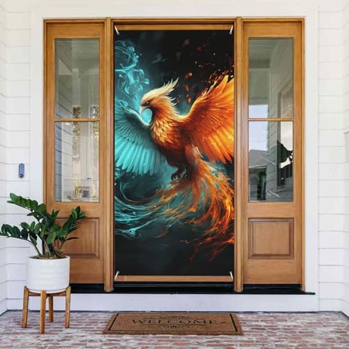 Willkommens-Türabdeckung, Dekoration, Türbanner 183 x 80 cm, Feuer und Wasser, Phoenix, Veranda, Banner, Schild, Fotohintergrund, saisonales Haustür-Banner zum Aufhängen, Banner für Urlaub, Party Willkommens-Türabdeckung, Dekoration, Türbanner 183 x 80 cm, Feuer und Wasser, Phoenix, Veranda, Banner, Schild, Fotohintergrund, saisonales Haustür-Banner zum Aufhängen, Banner für Urlaub, Party von LHDGBNV