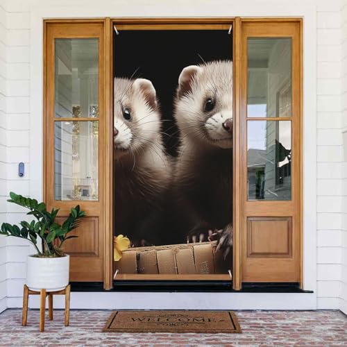 Willkommens-Türabdeckung, Dekoration, Türbanner 183 x 80 cm, Frettchen, Veranda, Banner, Schild, Fotohintergrund, saisonales Haustür-Banner zum Aufhängen, Banner für Urlaub, Party, Innen- und Willkommens-Türabdeckung, Dekoration, Türbanner 183 x 80 cm, Frettchen, Veranda, Banner, Schild, Fotohintergrund, saisonales Haustür-Banner zum Aufhängen, Banner für Urlaub, Party, Innen- und von LHDGBNV