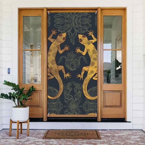 Willkommens-Türabdeckung, Dekoration, Türbanner 183 x 80 cm, Gecko-Eidechsen, Veranda, Banner, Schild, Fotohintergrund, saisonaler Haustür-Banner zum Aufhängen, Banner für Urlaub, Party, Innen- und Willkommens-Türabdeckung, Dekoration, Türbanner 183 x 80 cm, Gecko-Eidechsen, Veranda, Banner, Schild, Fotohintergrund, saisonaler Haustür-Banner zum Aufhängen, Banner für Urlaub, Party, Innen- und von LHDGBNV