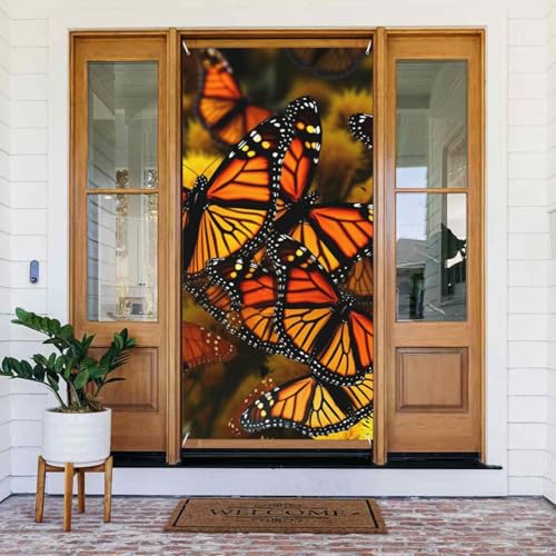 Willkommens-Türabdeckung, Dekoration, Türbanner 183 x 80 cm, Monarch-Schmetterlinge, Veranda, Banner, Schild, Fotohintergrund, saisonales Haustür-Banner zum Aufhängen, Banner für Urlaub, Party, Innen Willkommens-Türabdeckung, Dekoration, Türbanner 183 x 80 cm, Monarch-Schmetterlinge, Veranda, Banner, Schild, Fotohintergrund, saisonales Haustür-Banner zum Aufhängen, Banner für Urlaub, Party, Innen von LHDGBNV