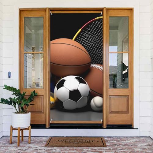 Willkommens-Türabdeckung, Dekoration, Türbanner 183 x 80 cm, Sportmotiv-Veranda-Banner, Schild, Fotohintergrund, saisonales Haustür-Banner zum Aufhängen, Banner für Urlaub, Party, Innen- und Willkommens-Türabdeckung, Dekoration, Türbanner 183 x 80 cm, Sportmotiv-Veranda-Banner, Schild, Fotohintergrund, saisonales Haustür-Banner zum Aufhängen, Banner für Urlaub, Party, Innen- und von LHDGBNV