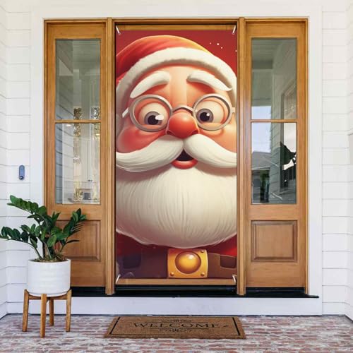 Willkommens-Türabdeckung, Dekoration, Türbanner 183 x 80 cm, Weihnachtsmann mit Brille, Veranda-Banner, Schild, Fotohintergrund, saisonaler Haustür-Banner für Urlaub, Party, Innen- und Außendekoration Willkommens-Türabdeckung, Dekoration, Türbanner 183 x 80 cm, Weihnachtsmann mit Brille, Veranda-Banner, Schild, Fotohintergrund, saisonaler Haustür-Banner für Urlaub, Party, Innen- und Außendekoration von LHDGBNV