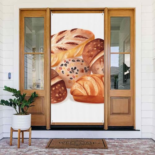 Willkommens-Türabdeckung, Dekoration, Türbanner 183 x 80 cm, bemalt, Brot, Veranda, Banner, Schild, Fotohintergrund, saisonales Haustür-Banner zum Aufhängen, Banner für Urlaub, Party, Innen- und Willkommens-Türabdeckung, Dekoration, Türbanner 183 x 80 cm, bemalt, Brot, Veranda, Banner, Schild, Fotohintergrund, saisonales Haustür-Banner zum Aufhängen, Banner für Urlaub, Party, Innen- und von LHDGBNV