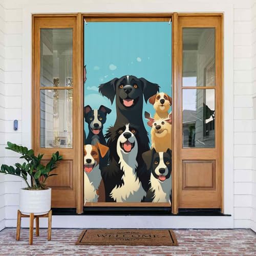 Willkommens-Türabdeckung, Dekoration, Türbanner 183 x 80 cm, eine große Gruppe von Hunden, Veranda-Banner, Schild, Fotohintergrund, saisonaler Haustür-Banner zum Aufhängen, Banner für Urlaub, Party Willkommens-Türabdeckung, Dekoration, Türbanner 183 x 80 cm, eine große Gruppe von Hunden, Veranda-Banner, Schild, Fotohintergrund, saisonaler Haustür-Banner zum Aufhängen, Banner für Urlaub, Party von LHDGBNV
