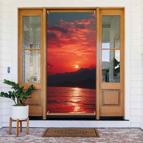 Willkommens-Türabdeckung, Dekoration, Türbanner 183 x 80 cm, feurig roter Sonnenuntergang, Veranda, Banner, Schild, Fotohintergrund, saisonales Haustür-Banner zum Aufhängen, Banner für Urlaub, Party Willkommens-Türabdeckung, Dekoration, Türbanner 183 x 80 cm, feurig roter Sonnenuntergang, Veranda, Banner, Schild, Fotohintergrund, saisonales Haustür-Banner zum Aufhängen, Banner für Urlaub, Party von LHDGBNV