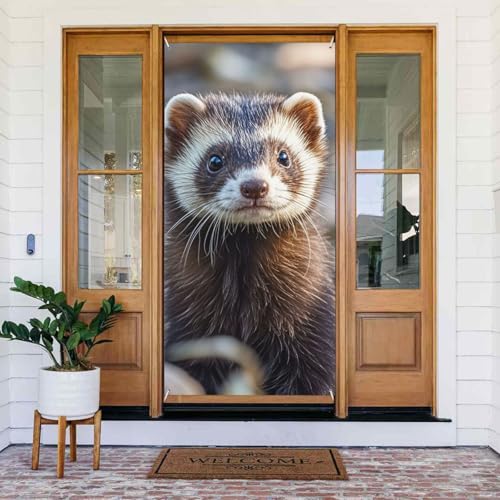 Willkommens-Türabdeckung, Dekoration, Türbanner 183 x 80 cm, haariges Frettchen, Veranda, Banner, Schild, Fotohintergrund, saisonales Haustür-Banner zum Aufhängen, Banner für Urlaub, Party, Innen- und Willkommens-Türabdeckung, Dekoration, Türbanner 183 x 80 cm, haariges Frettchen, Veranda, Banner, Schild, Fotohintergrund, saisonales Haustür-Banner zum Aufhängen, Banner für Urlaub, Party, Innen- und von LHDGBNV